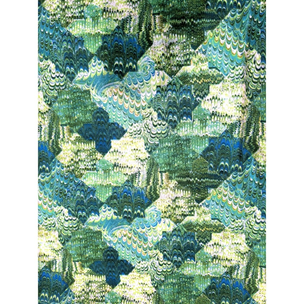 3 Yards Vintage Marbled Green Batik Style Quilting Fabric Extra Wide 54x110